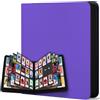 WITHYU Album da Collezione per Carte 12 Tasche, Capacità 720 Carte, Impermeabile, con Chiusura Lampo, per TCG, Calcio e Carte da Collezione, Portatile (Viola)