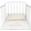 baby idea Babysanity Piumino Lettino Neonato Ricamato Completo Federa e Copripiumino e Lenzuolino con Angoli Sfoderabile Senza Paracolpi Lettino - Made in Italy- (Love Beige)