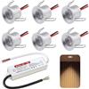 DYKUWEY Set di 6 Faretti Led da Incasso per Cartongesso,2W Mini Faretti Led Soffitto,IP65 12V Faretto LED Ultrasottili 19mm,foro 25-28mm,faretti led Per Luci Cucina Bagno (Argento Bianco Caldo 3000K)