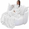 Brandsseller - Coperta per TV morbida con maniche in effetto cashmere, sacco copripiedi e 2 tasche, 150 x 180 cm, colore bianco
