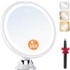 Auxmir Specchio Ingranditore 20X con Luce LED e Ventosa, 3 Modalità di Luce | Luminosità Regolabile, 360° Girevole, Ventosa Potente, Specchio da Parete per Trucco Dettagliato, Casa, Bagno e Viaggio