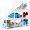 ADOV Scatole Porta Scarpe Set da 6, Contenitori Trasparenti Impilabili in Plastica con Coperchio, Organizer per Sneaker Uomo Donna Bambini, fino a EU 46