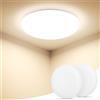 Swoieltr Plafoniera LED Soffitto 36W IP54, 4000K 4500LM Lampadario Camera da Letto | Lampadario Bagno Moderni, Plafoniera LED Senza Cornice per Bagno, Cucina, Soggiorno, Camera da Letto 2 Pezzi
