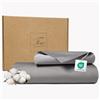 Ferò Set Copripiumino Singolo cotone 155x220 con Federa 50x75, Copri piumino di lusso in Raso di Cotone 300 TC a fibra lunga e Proteine della Seta, Design Made in Italy, Duvet Cover, Grigio