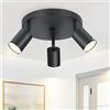ZMH Lampada da soffitto LED Faretto da soffitto nero - Lampada da soffitto | 3 lampadine Faretti da soffitto rotondi GU10 Faretto da cucina in metallo Faretto per soggiorno Corridoio - senza lampadina