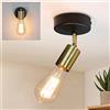 CBJKTX lampada da soffitto E27 nera e oro lampada industriale 1 fiamma | faretto da parete vintage faretto orientabile moderno per cucina corridoio corridoi comodino soggiorno camera da letto
