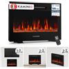 KAMINIO® Marlon PRO 24 Camino elettrico da incasso, parete o appoggio | 3 in 1 caminetto elettrico decorativo, termocamino con effetto fuoco LED in 12 colori, timer, termostato e telecomando, nero