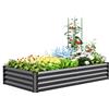 Quictent Orto RiAlzato in Metallo Galvanizzato, Fioriera Senza Fondo per Verdure con Gabbie per Pomodori Incluse, 180x90x30cm