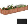 COSTWAY Letto da Esterno Rialzato in Legno, Fioriera Rettangolo con Divisorio, Sistema di Drenaggio, Fodera in Tessuto non Tessuto, Orto Rialzato per Giardino e Cortile, 227 x 59,5 x 40 cm (Marrone)