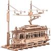 ROBOTIME Tram di Lisbona Modello in Legno a Molla, LK801 | Tram a movimento alternato, Cartello sul tetto regolabile, Controllo velocità a quattro livelli, Scena di Lisbona