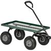 Outsunny Carrello da Giardino Robusto da Spiaggia, Ruote 24 cm, Nero/Verde | Rimorchio in Acciaio con Maniglia Rivestita, Ruote Grandi da 24cm, per Spiaggia, Prato e Giardino