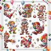 AUAUY 9 Fogli Adesivi Finestre a Tema Clown, PVC Elettricità Statica | Riutilizzabile, Decorazioni per Bambini per Carnevale, Casa, Scuola, Ufficio