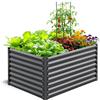 Quictent Orto RiAlzato in Metallo Galvanizzato, Fioriera Senza Fondo per Verdure con Gabbie per Pomodori Incluse, 120x90x62cm