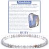 Ruby Bracciale con perle da donna - Bracciale di alta qualità da 4 mm realizzato con pietre naturali autentiche sfaccettate - Con confezione regalo inclusa