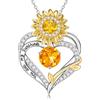 TINGN Collana da donna in argento - 18 carati placcato oro bianco 12 mesi, pietra portafortuna, collana da donna, girasole, cuore, zirconi, regalo di compleanno per donne, fidanzate, mamma gioielli