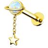 OUFER 16G Pendente Helix 8mm Stella Piercing Conch Acciaio Inossidabile 316L Orecchini Filettatura Interna Opale