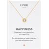 LUUK LIFESTYLE Collana con Ciondolo con carta HAPPINESS, 50cm | Ciondolo Diverso, Acciaio Inossidabile, Impermeabile, Ipoallergenico, Catena Regolabile, Regalo per Lei, Donna