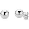 Miore Ball Stud Earrings For Women in 18ct Gold Plated 925 Sterling Silver or 375 9ct Yellow/White/Rose Gold Earrings For Women 5MM/6MM, Hypoallergenic Jewellery Handmade, Delivered in Jewellery Box