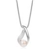 Miore Collana Donna Argento 925 o Argento 925 Placcato Oro 18KT, Collana Perle Naturali, Ciondolo con Catenina Argento Lunga Cm 45, Confezionata in Elegante Portagioie