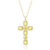 Linawe Collana a croce da donna, collana della fortuna con diamante artificiale, bigiotteria, disponibile in oro, argento e oro rosa