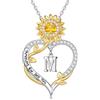 TINGN Collana da donna a forma di girasole, in argento - oro bianco 18 carati placcato oro bianco 18 carati, ciondolo a forma di lettera da donna, girasoli, regalo di compleanno