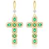 Linawe Orecchini pendenti, orecchini da donna in argento e oro, orecchini gioielli alla moda, strass di cristallo, orecchini pendenti a croce in moissanite, set di orecchini con pietra portafortuna