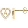 TINGN Orecchini a forma di lettera da ragazza, placcati in oro 14 carati, a forma di cuore, per bambini, senza nichel, con zirconi, regalo per ragazze e donne