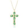 Linawe Collana a croce da donna, collana della fortuna con diamante artificiale, bigiotteria, disponibile in oro, argento e oro rosa