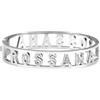 Flowers Bracciale Rigido Acciaio con Nome Vari e Zirconcini Sacchettino in tessuto Scritta nome ricoperta di strass Brillantissimi Bracciale a Manetta Donna Chiusura a molla Idea Regalo