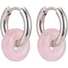 Purelei Orecchini a cerchio con ciondolo in quarzo rosa, placcati in oro 14 | Ciondolo rimovibile, diametro interno 10 mm, pietra naturale, peso 3,78 g, amore e armonia