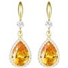 Linawe Orecchini pendenti da donna, orecchini pendenti, in argento dorato, gioielli in oro rosa, orecchini in cristallo con diamanti, gioielli a goccia per matrimoni