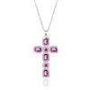 Linawe Collana a croce da donna, collana della fortuna con diamante artificiale, bigiotteria, disponibile in oro, argento e oro rosa