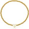 Made by Nami Bracciale da donna con perle dorate, elastico dell'amicizia con charm, in acciaio inox chirurgico, ipoallergenico, impermeabile, oro
