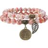 Farfume Braccialetti Chakra da donna - Bracciale con cristalli di pietre curative per donna Bracciale con pietre preziose naturali - Un set di braccialetti con doppia perla