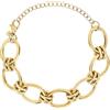 Breil, Collezione Amelié, Bracciale Donna in Acciaio IP Gold, con Anelli Ovoidali e Doppi Anelli a Giunzione, Chiusura a Moschettone Ovale, Lunghezza Regolabile 15-21 cm