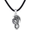DonDon Collana da Uomo in Cuoio Pelle 50 cm con Pendente in Acciaio Inossidabile Disponibili Diversi Tipi di Modelli