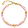 Made by Nami Bracciale di perle da donna in acciaio chirurgico, bracciale da donna in oro 16 + 3 cm, impermeabile, ipoallergenico