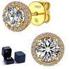 MomentWish Orecchini Moissanite Argento 925, 1-2 Carati Orecchino Punto Luce Donna Oro 18K Bottone Anallergici Simulato Diamanti Brillanti con Certificato GRA Regalo 5/6.5mm