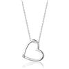 MIORE Collana Cuore Donna con Brillante Naturale in Argento Sterling 925, Ciondolo Cuore con Catena dal design moderno, anallergico. Ciondolo con Diamante con Catenina rolò Lunga Cm 45.