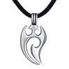 DonDon, collana da uomo in pelle, 50 cm, con ciondolo motivo tribale in acciaio inox, in sacchetto di velluto nero