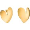 Purelei® True Love - Orecchini asimmetrici a forma di cuore dal design moderno, in acciaio inox placcato oro 18 carati, argento, oro rosa