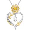 TINGN Collana da donna a forma di girasole, in argento - oro bianco 18 carati placcato oro bianco 18 carati, ciondolo a forma di lettera da donna, girasoli, regalo di compleanno