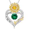 TINGN Collana da donna in argento - 18 carati placcato oro bianco 12 mesi, pietra portafortuna, collana da donna, girasole, cuore, zirconi, regalo di compleanno per donne, fidanzate, mamma gioielli