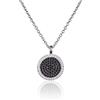 namana Collana Donna in Argento Sterling 925 con Disco Rotondo, Collana in Argento 925 con Ciondolo a Disco Rotondo con Zirconi Bianchi e Neri, Gioielli Donna con Confezione Regalo