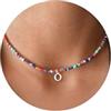 TINGN, Collana girocollo con perline colorate e iniziale, realizzata a mano, in stile bohémien, personalizzabile, per donne, ragazze e bambine, adatta come regalo di compleanno