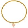 Made by Nami Bracciale da donna con perle dorate, elastico dell'amicizia con charm, in acciaio inox chirurgico, ipoallergenico, impermeabile, oro