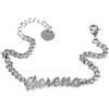 Flowers Bracciale in Acciaio con Nome in Corsivo Disponibile in Due colorazioni Dorato e Argentato