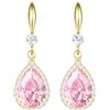 Linawe Orecchini pendenti da donna, orecchini pendenti, in argento dorato, gioielli in oro rosa, orecchini in cristallo con diamanti, gioielli a goccia per matrimoni