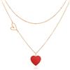Linawe Collana con ciondolo a cuore da donna, collana in acciaio inossidabile da donna, catena a strati con ciondolo a cuore, gioielli da collana di tendenza Disponibile in oro, oro rosa e argento