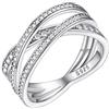 PROSILVER Anello d'Argento 3 Anelli Intrecciati per Donna, Anello Donna Glitterato Taglia 12/14.5/17/19.75/22.25/25/27.5, Fede Muziale Ornata di Zirconia Cubica Bianca